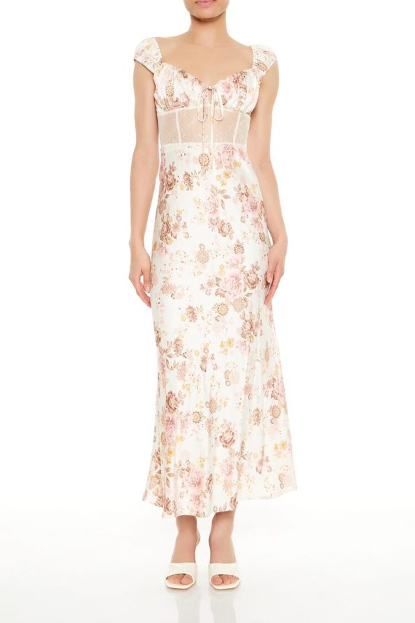 Floral Print Bow Maxi Dress