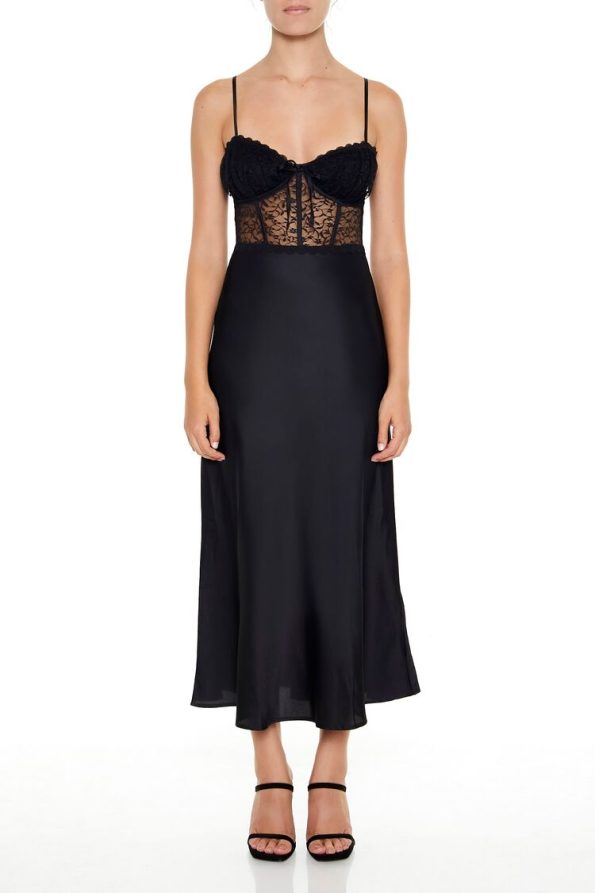 Satin Corset Maxi Slip Dress