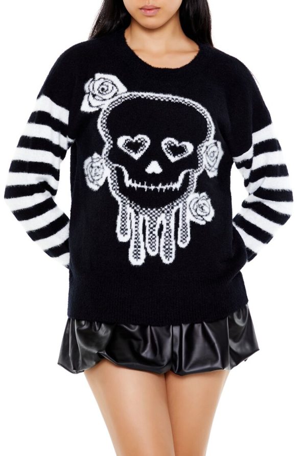 Floral Skull Graphic Sweater