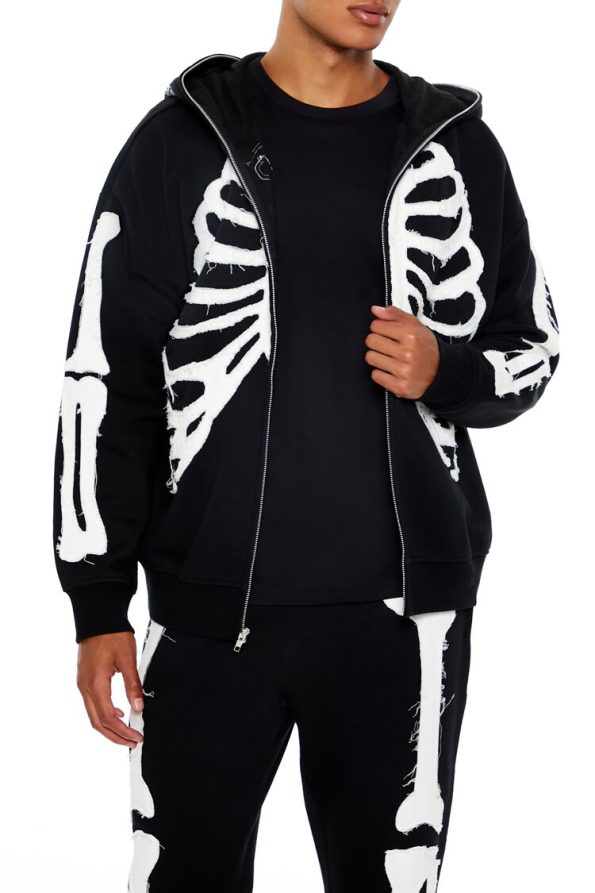 Stitched-On Bones Zip-Up Hoodie