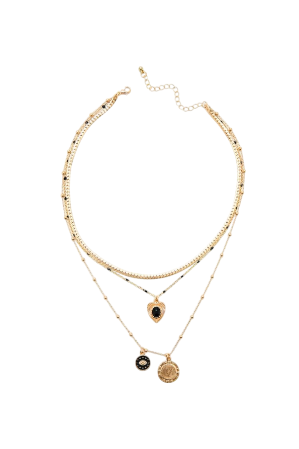 Layered Evil Eye Charm Necklace