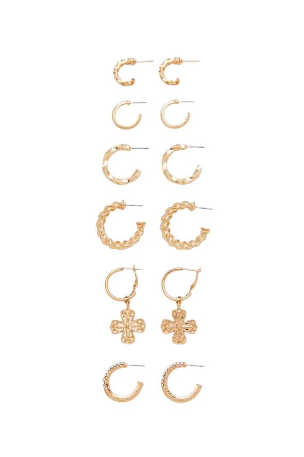 Cross Hoop Earring Set