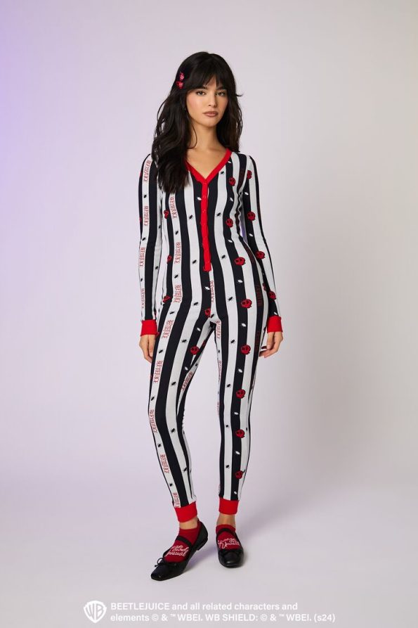 Beetlejuice Beetlejuice Thermal Pajama Jumpsuit