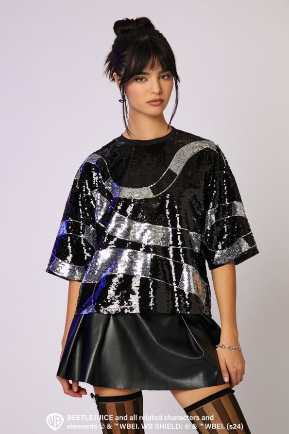 Beetlejuice Beetlejuice Sequin Tee