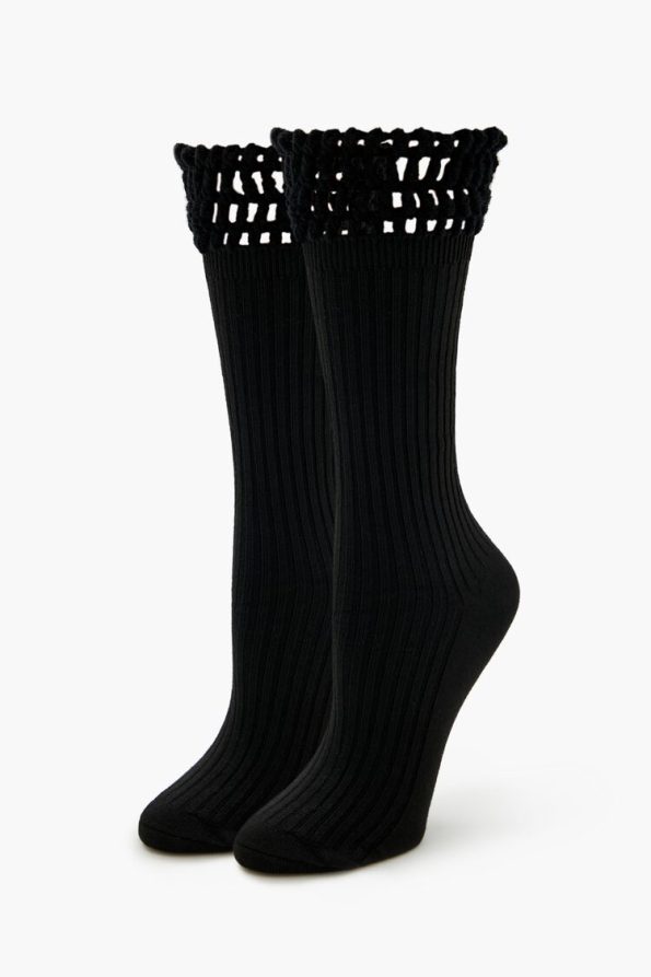 Crochet-Trim Crew Socks