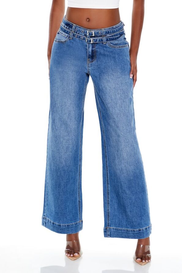 Belted Low-Rise Baggy Jeans