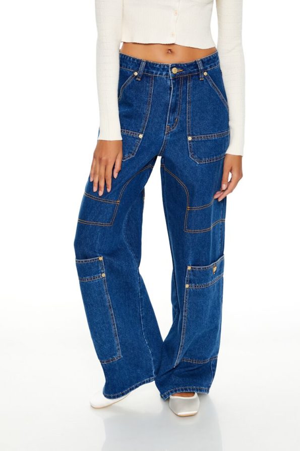 High-Rise Wide-Leg Cargo Jeans