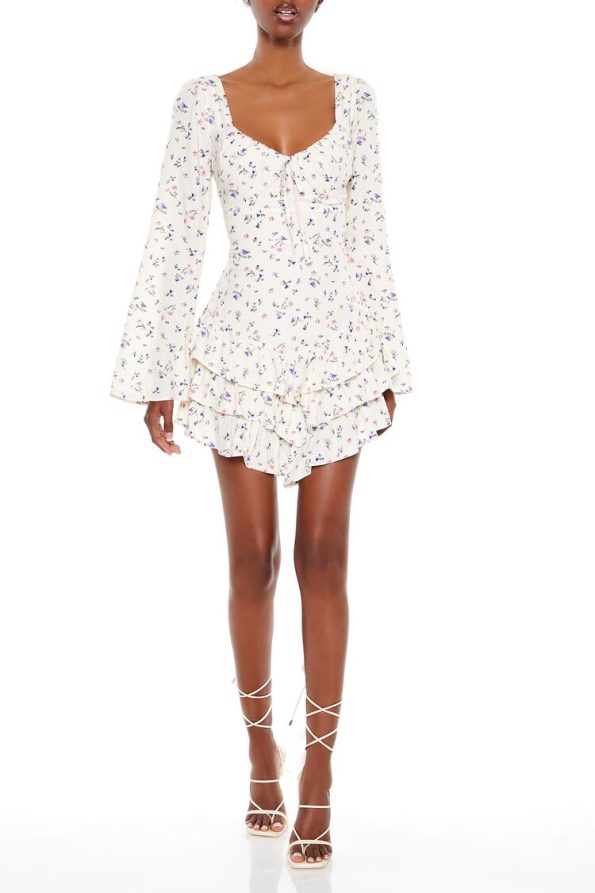 Tiered Ditsy Floral Mini Dress