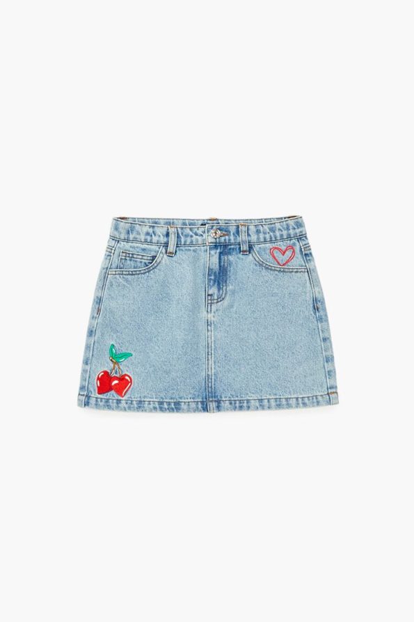 Patch Denim Skirt