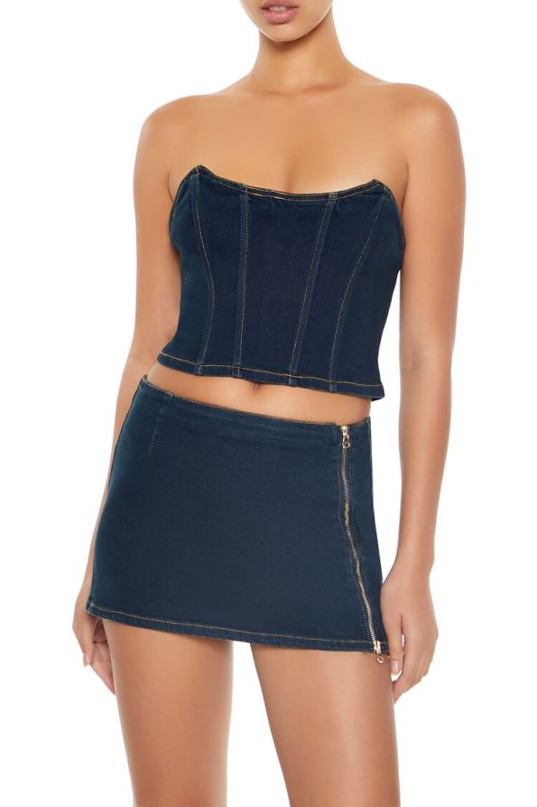Denim Cropped Tube Top