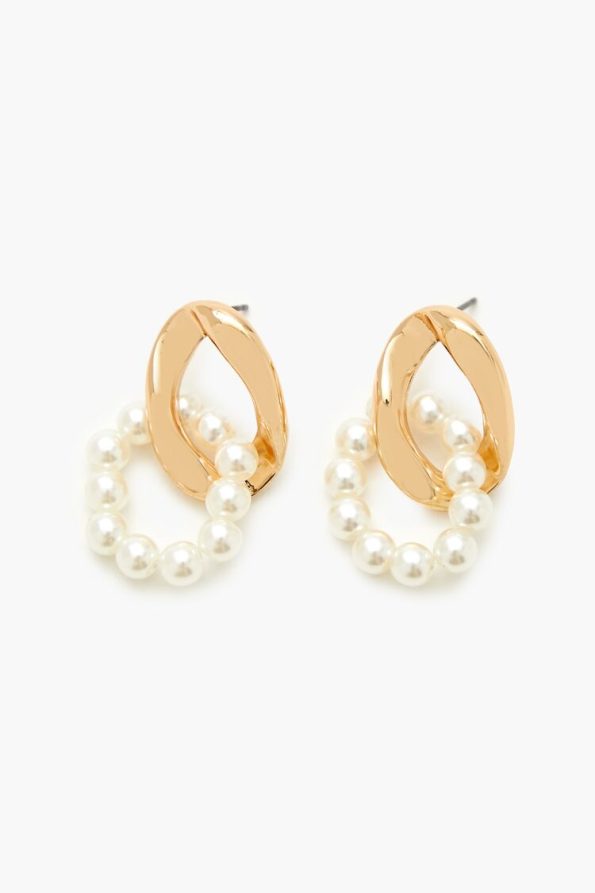 Faux Pearl Chain Drop Earrings