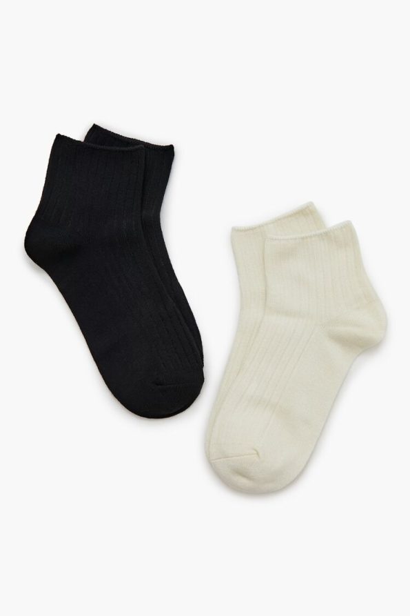 Ribbed Quarter Socks - 2 pack