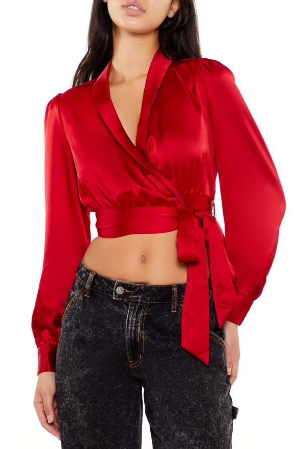Satin Wrap Crop Top