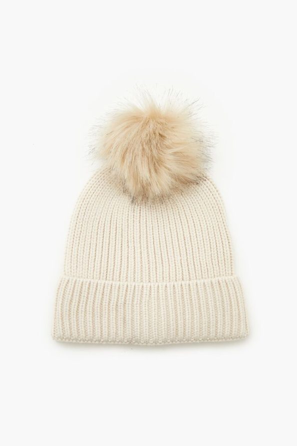 Faux Fur Pom Pom Beanie