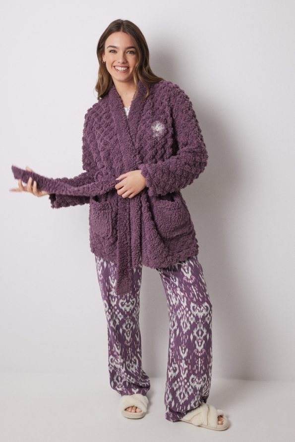 Quilted Sheepskin Short Robe