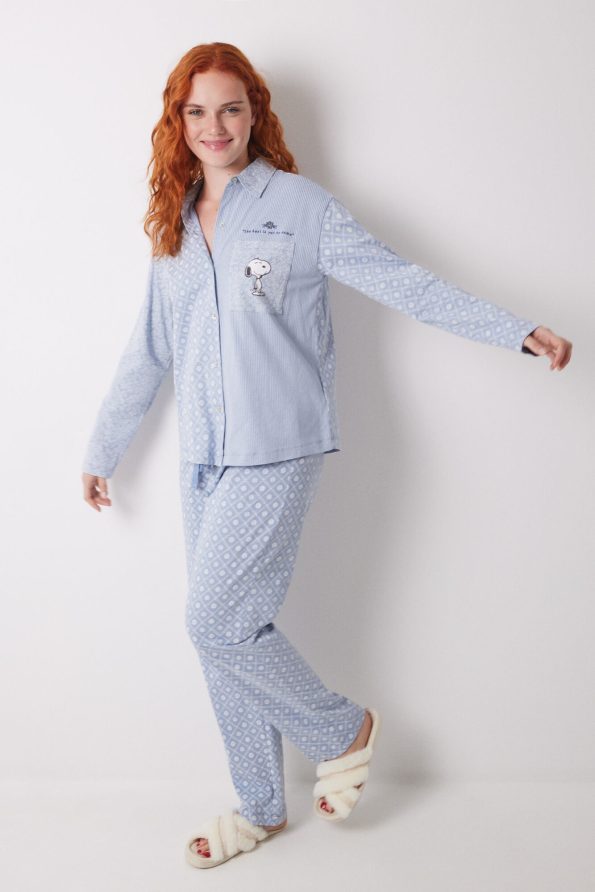 Long Classic Pyjamas Cotton Striped And Flowers