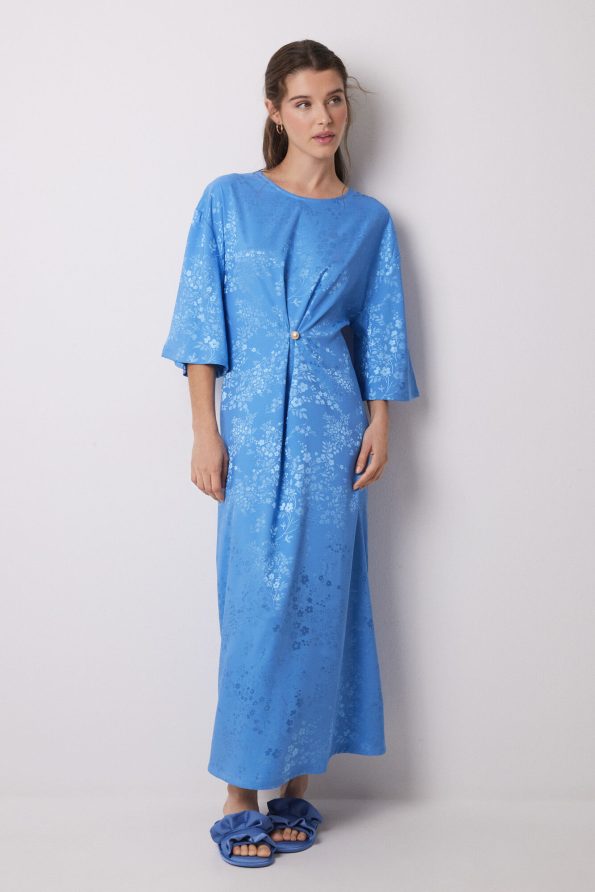 Jacquard Satin Caftan Dress