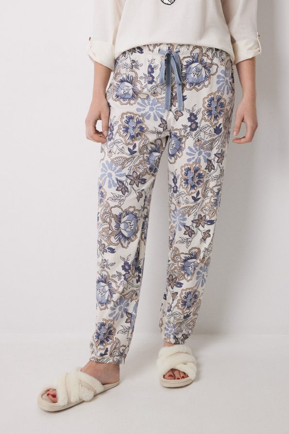 Long Carrot Trouser Cotton Flowers