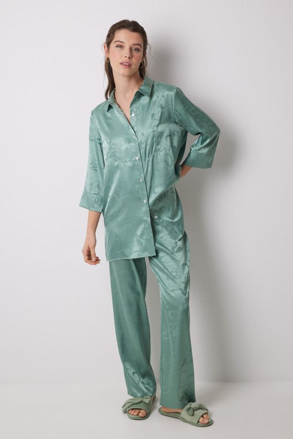 Long Jacquard Satin Pajama