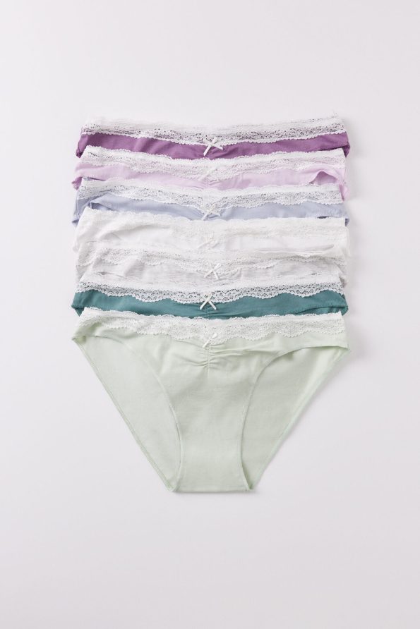 Pack Of 7 Classic Cotton Panties With Gathers And Lace