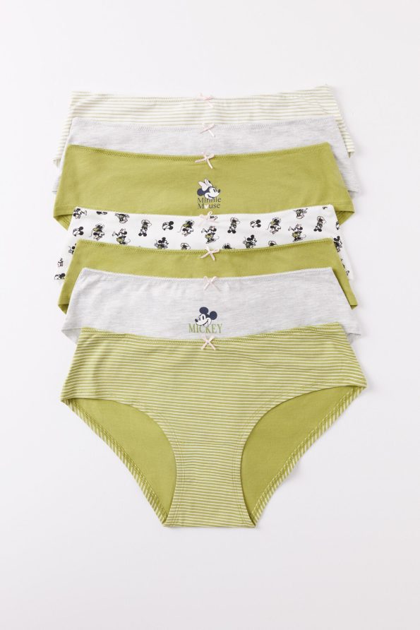 Pack Of 7 Wide Cotton Panties With Mickey Mouse Print