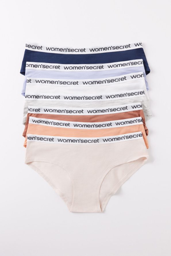 Pack Of 7 Wide Cotton Panties With Logo