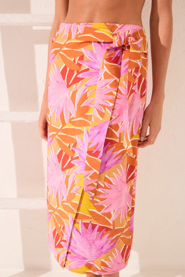 Midi Sarong With Tropical Texture